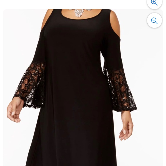 R & M Richards Dresses & Skirts - R&M RICHARDS adorable Black Cold Shoulder Sequined  Bell Sleeve Scoop Ne…